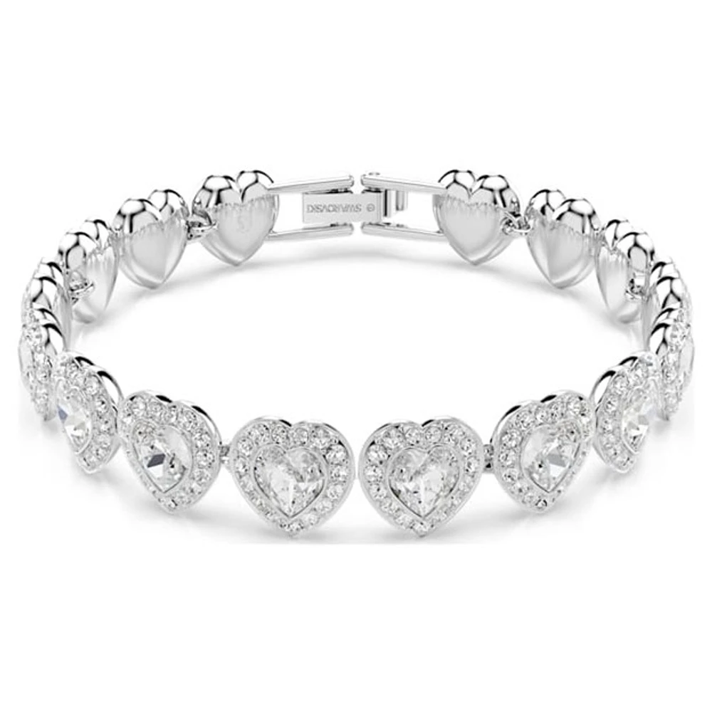 Swarovski Ariana Grande x Swarovski Rhodium-Plated Mixed-Cut Heart Tennis Bracelet – 6 5/8