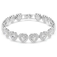 Swarovski Ariana Grande x Swarovski Rhodium-Plated Mixed-Cut Heart Tennis Bracelet – 6 5/8