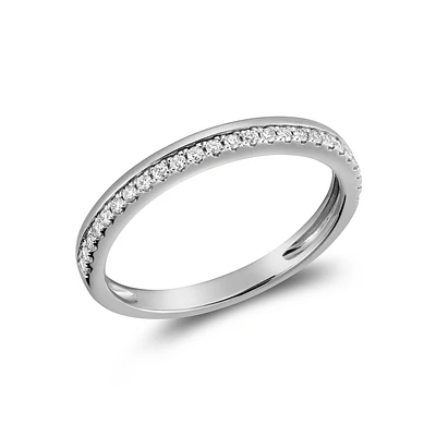 14K White Gold Pavé Diamond Band Ring. Color: white | Doucet Latendresse