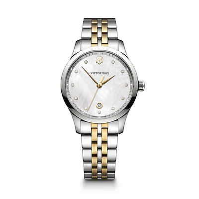Victorinox Alliance 35mm Two-Tone Stainless Steel Watch – Mother-of-Pearl Dial with Diamond Markers | Doucet Latendresse