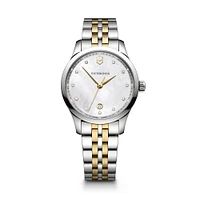 Victorinox Alliance 35mm Two-Tone Stainless Steel Watch – Mother-of-Pearl Dial with Diamond Markers | Doucet Latendresse