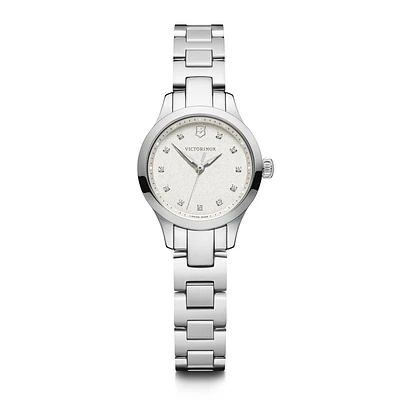Victorinox Alliance XS 28mm Stainless Steel Watch – White Glitter Dial with Diamond Markers | Doucet Latendresse