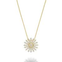 Collier Pendentif Soleil en Or Jaune 14K avec Accents de Diamants - 18