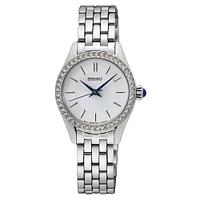 Seiko Stainless Steel Crystal Bezel Watch – Silver Dial, 30mm | Doucet Latendresse