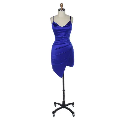 Asymmetric Satin Body-Con Dress (Extended Sizes Available)