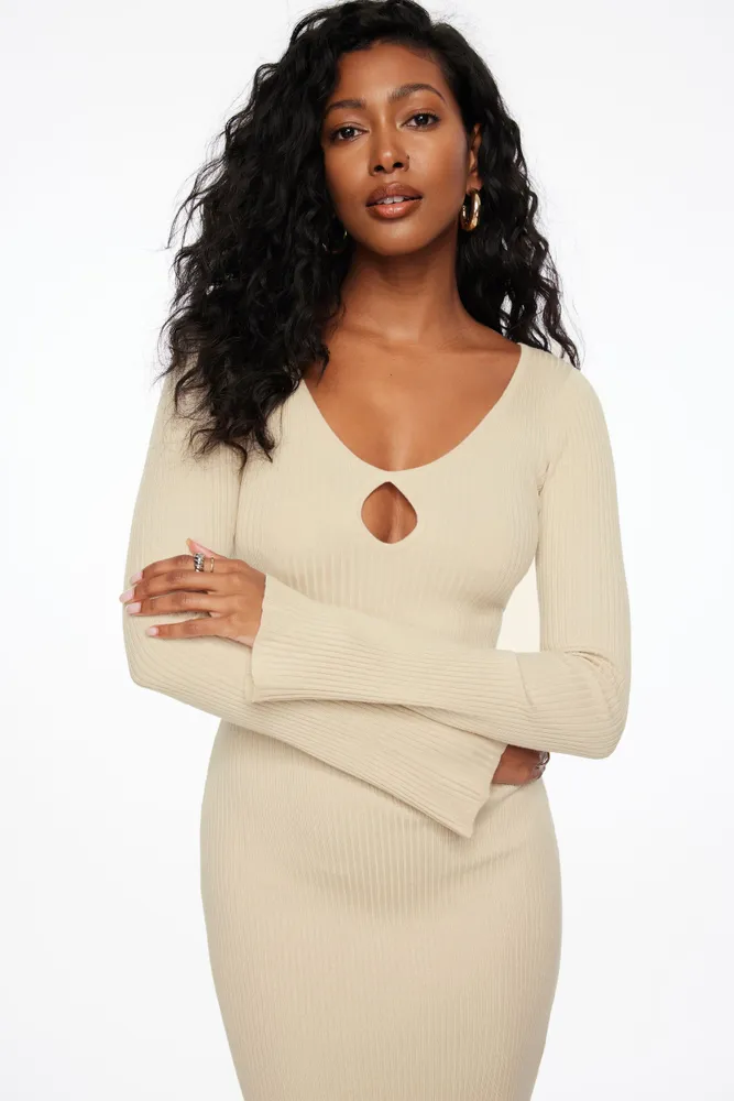 Keyhole Cutout Midi Dress