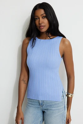 Ribbed Boat Neck Tank Top