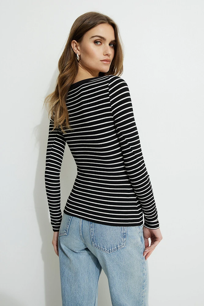 Ribbed Long Sleeve T Shirt