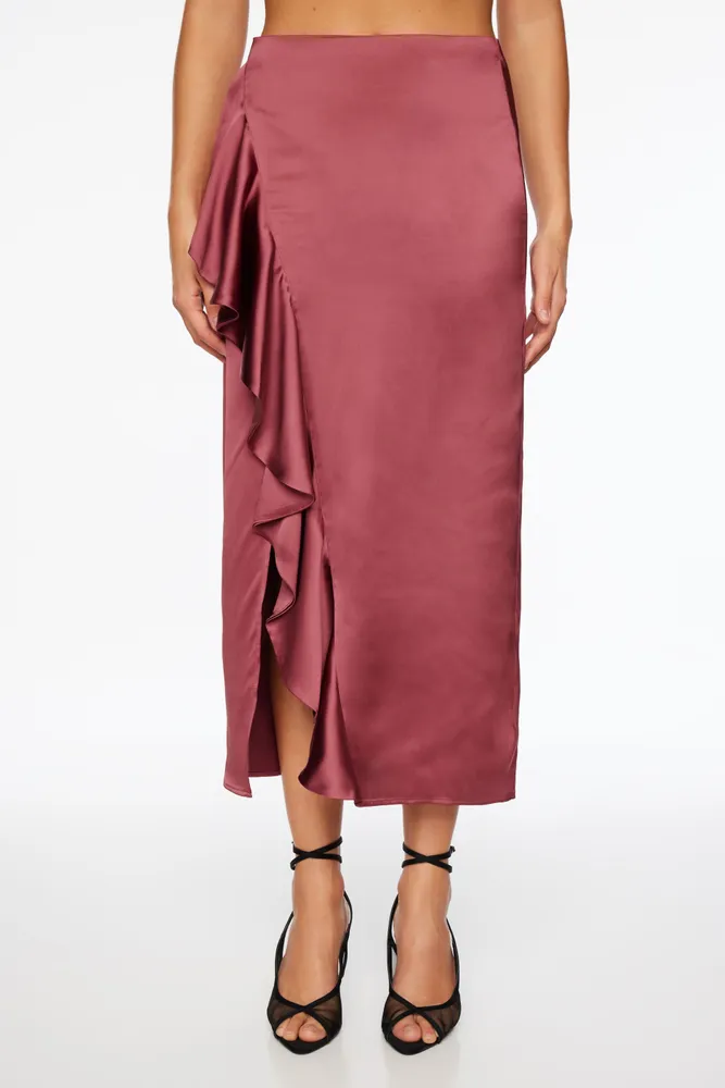 Kamila Satin Ruffled Maxi Skirt