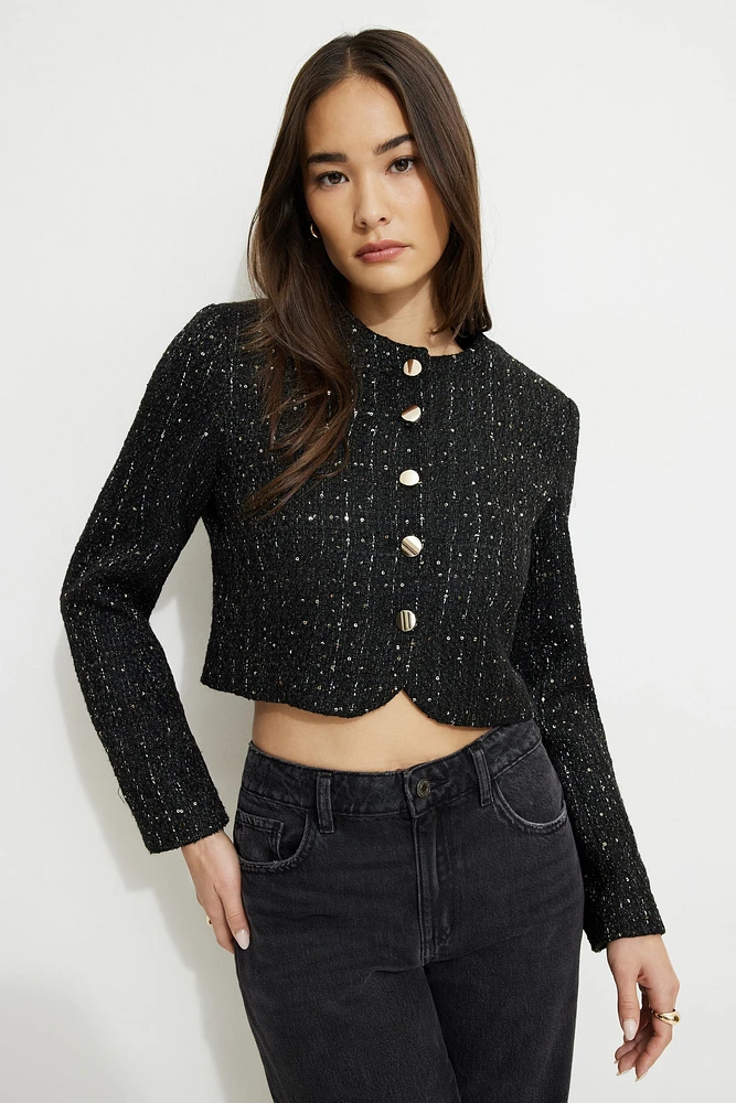 Margaux Metallic Tweed Cropped Blazer