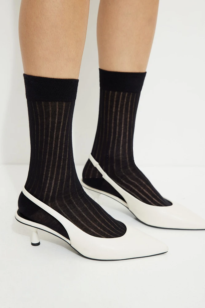 Semi Sheer Calf High Socks