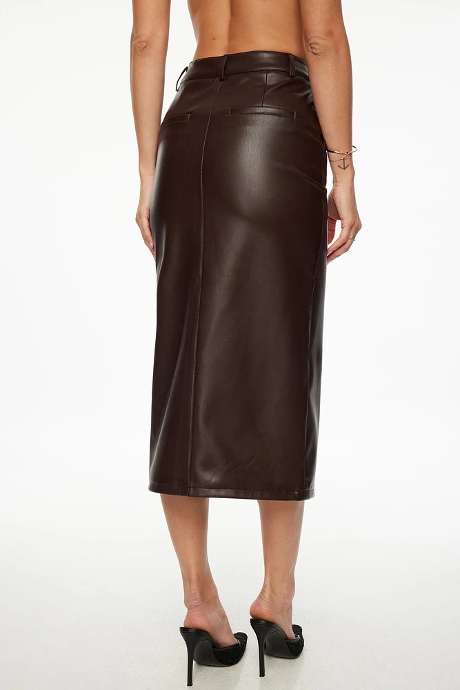 Danbi Faux Leather Midi Skirt