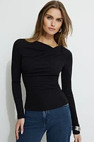 Draped Long Sleeve T-Shirt