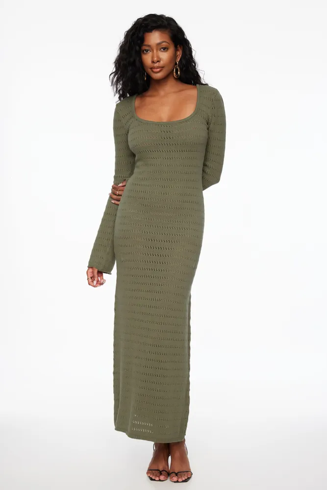 Dynamite Pointelle Long Sleeve Maxi Dress