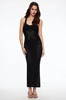 Open Knit V-Neck Maxi Dress