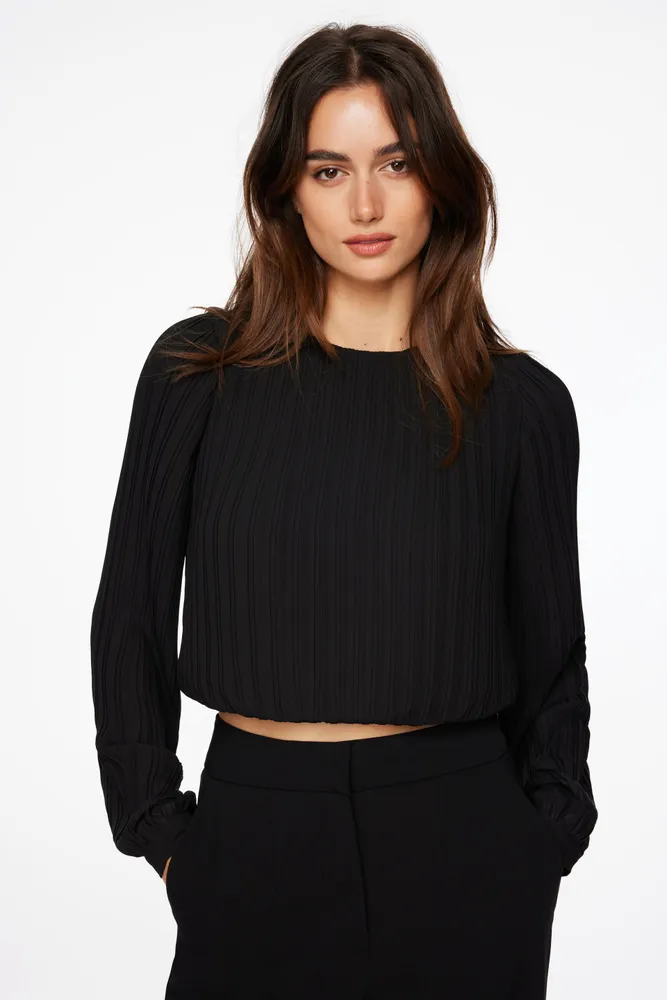 Long Sleeve Pleated Top