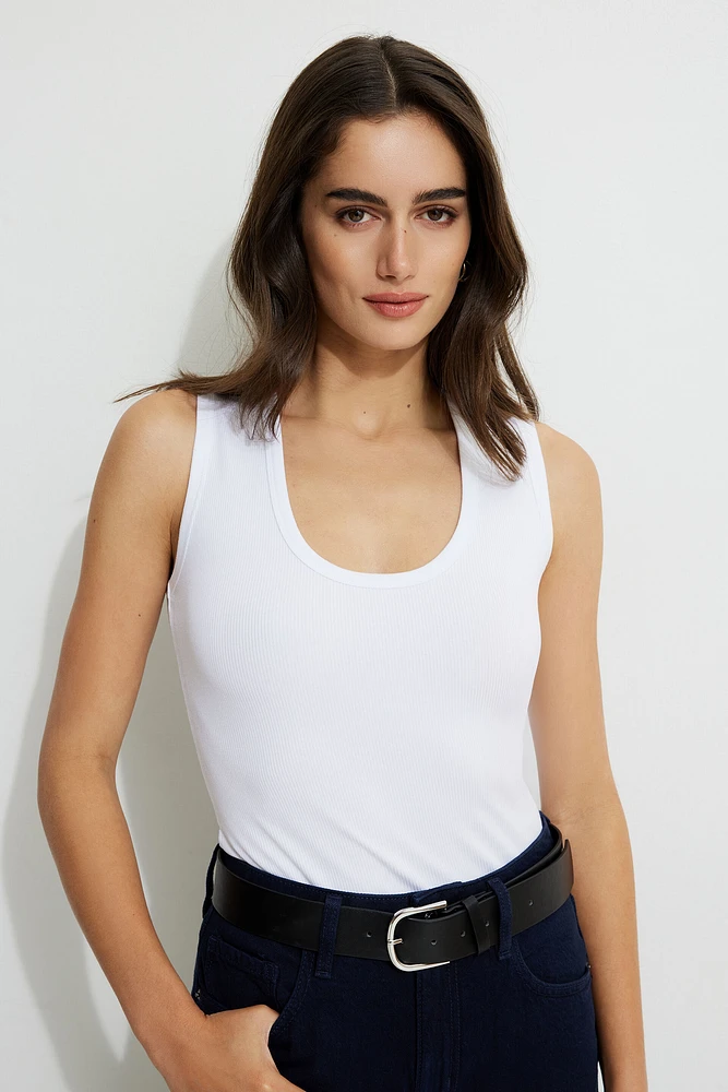 Hallie Ribbed Scoop Tank Top