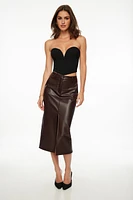 Danbi Faux Leather Midi Skirt