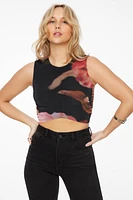 Ruched Printed Crop Top