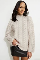 Cable Knit Mock Neck Sweater