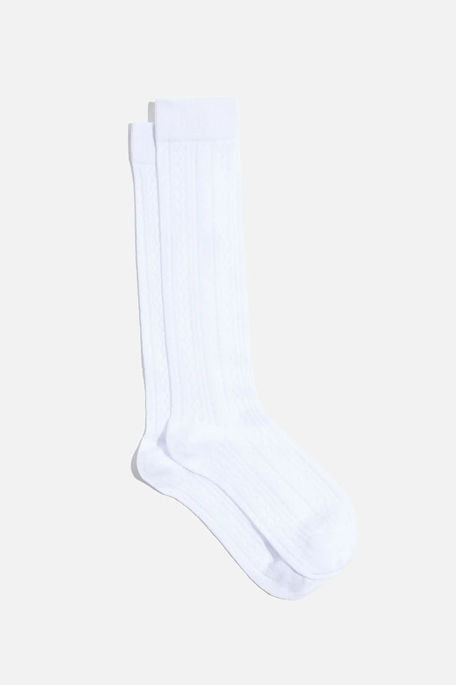 Pointelle Calf High Socks