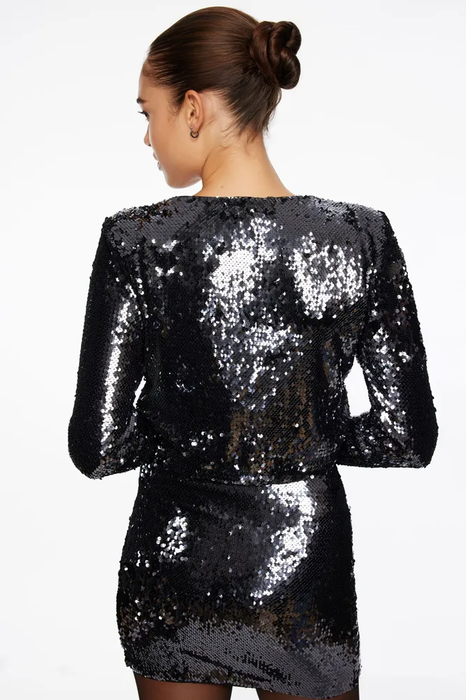 Long Sleeve Crewneck Sequin Top