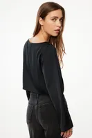 Gianna Crewneck Satin Blouse