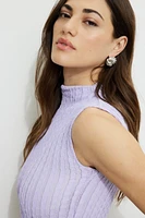 Textured Mock Neck Tank Top