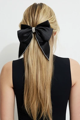 Gem Bow Satin Hair Clip