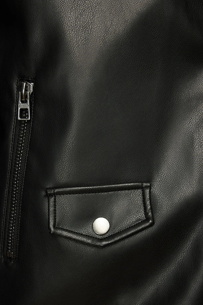 Blouson de moto volumineux en faux cuir