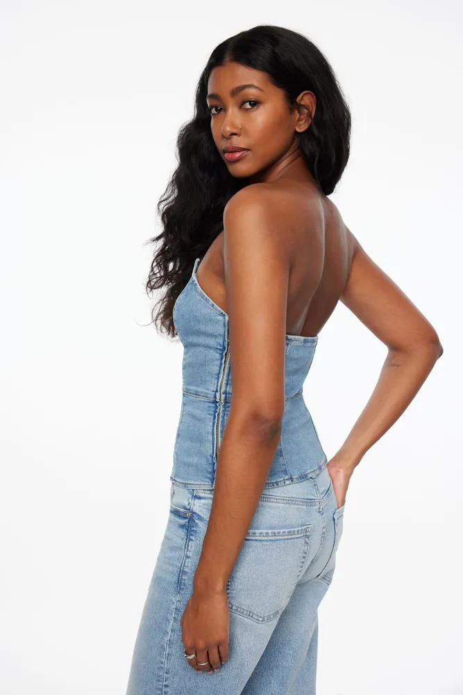 Sweetheart Denim Bustier Top