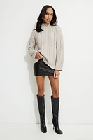 Cable Knit Mock Neck Sweater