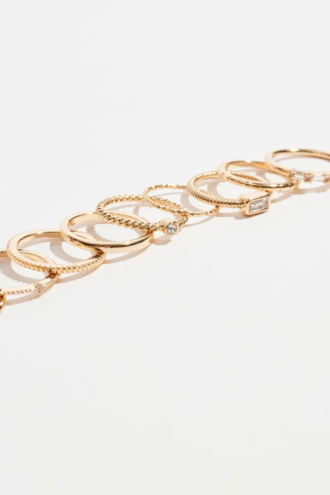 9-Pack Delicate Gemmed Rings