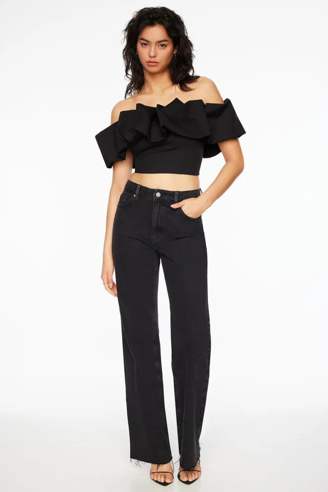 Ruffle Off Shoulder Crop Top