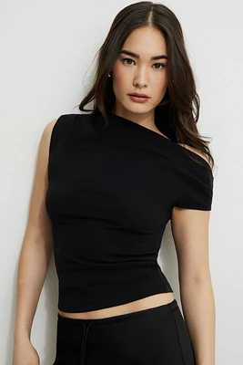 Single Shoulder Draped Jersey Top