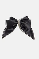 Gem Bow Satin Hair Clip