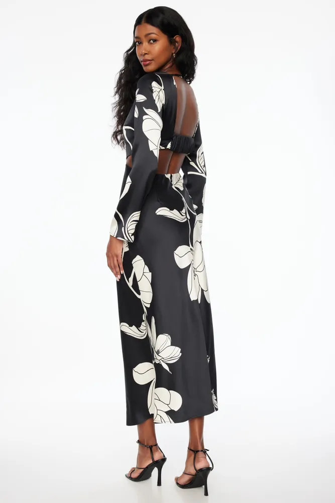 Cutout Slip Satin Maxi Dress