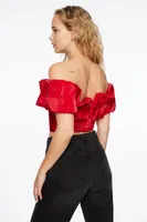 Ruffle Off Shoulder Statement Top