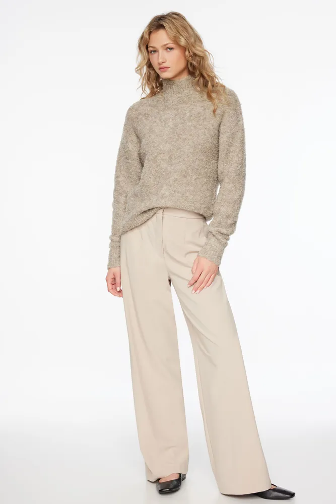 Boucle Mock Neck Sweater