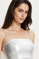 Metallic Faux Leather Tube Top