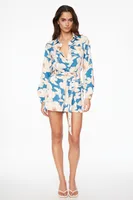 Long Sleeve Floral Shirt Romper