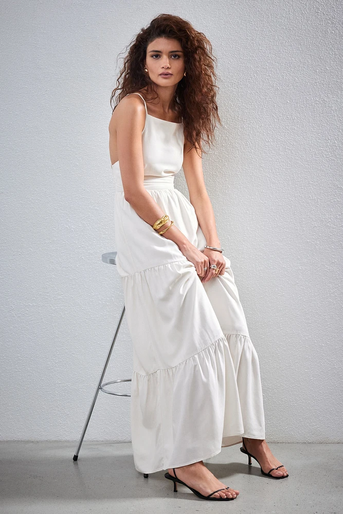 Open Back Linen Maxi Dress