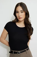 Olive Ribbed Crewneck T Shirt