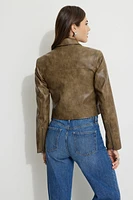 Blouson de moto en faux cuir délavé