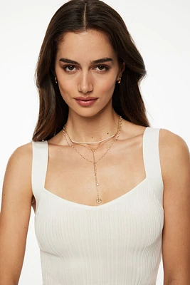 Layered Mini Pearl Y-Neck Necklace