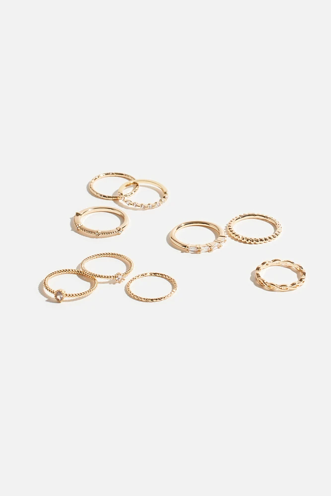 9-Pack Delicate Gem Rings