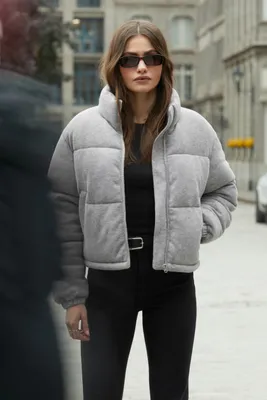 Quilted Brushed Knit Puffer