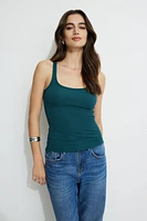 Camisole côtelée à col échancré