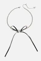 Heart & Ribbon Bow Choker Necklace