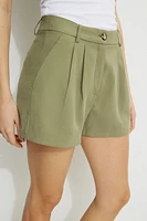 Pleated Twill Shorts